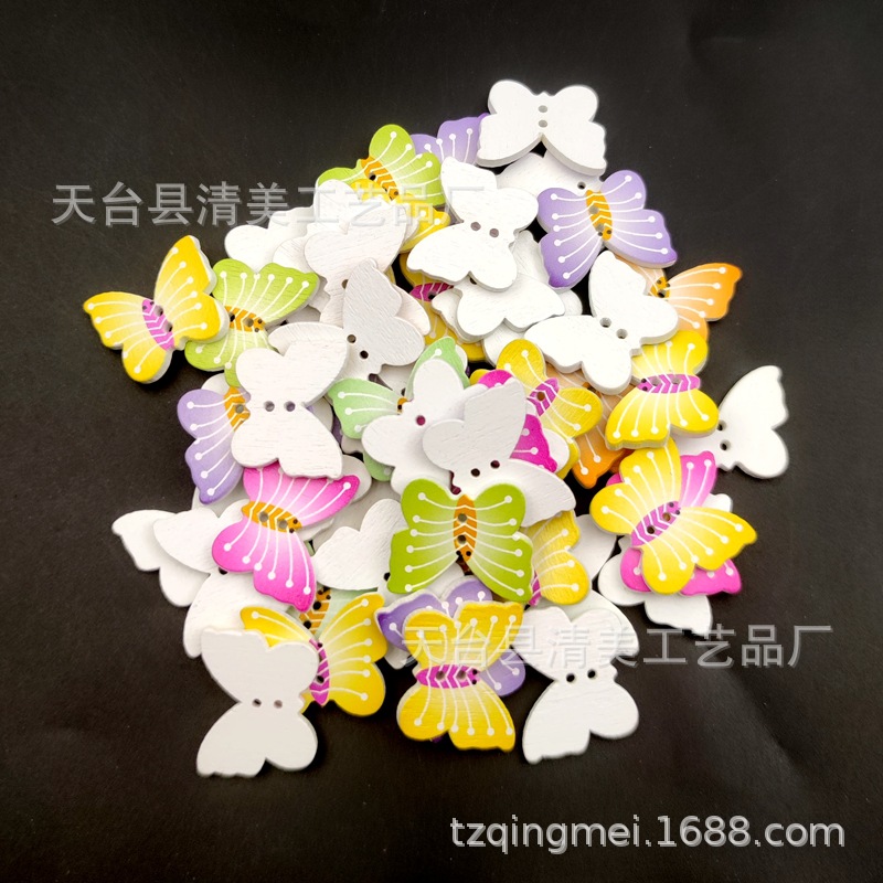 25*20mm fondo blanco pintado estampado a rayas mariposa botón de madera fondo blanco rayas mariposa impresión 50 un paquete