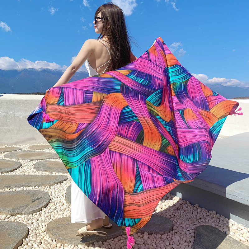 New Travel Shawl Dual-use Desert Sunscreen Art Ethnic Style Photographing Holiday Scarf Women's Spring and Summer Beach Towel New Travel Shawl Dual-use Desert Sunscreen Art Ethnic Style Photographing Holiday Scarf Women's Spring and Summer Beach Towel