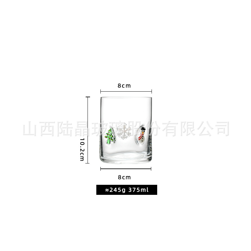 Customizado nuevo vidrio de color de Navidad vidrio de cristal taza de bebida especial soplado artificial taza de jugo taza de forma