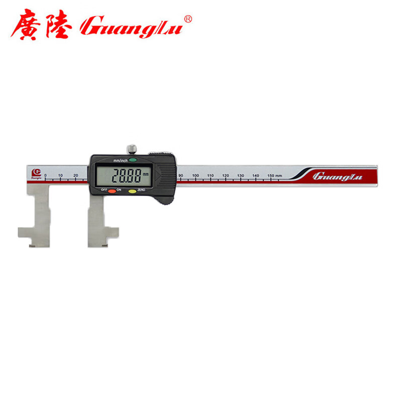 广陆 数显动定爪带定位面扁头内沟槽卡尺 115-101B