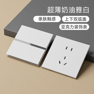 International Electrician 86 Type Concealed Matte White Double Gang Double Control Switch Double 2-Gang Socket Panel