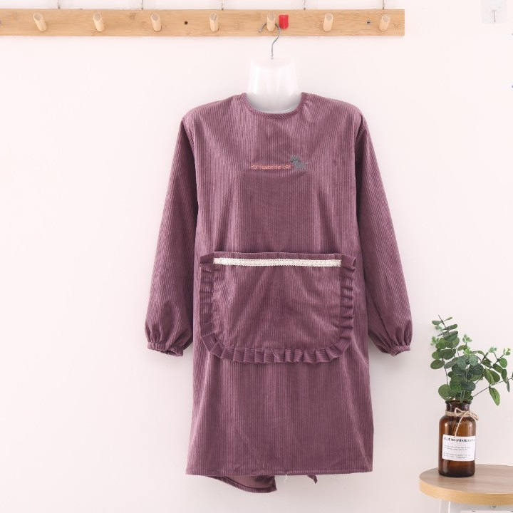 Abrigas largas y delantal de terciopelo grueso para cocina delantal de cocina delantal de manga larga delantal delantal especial a prueba de aceite