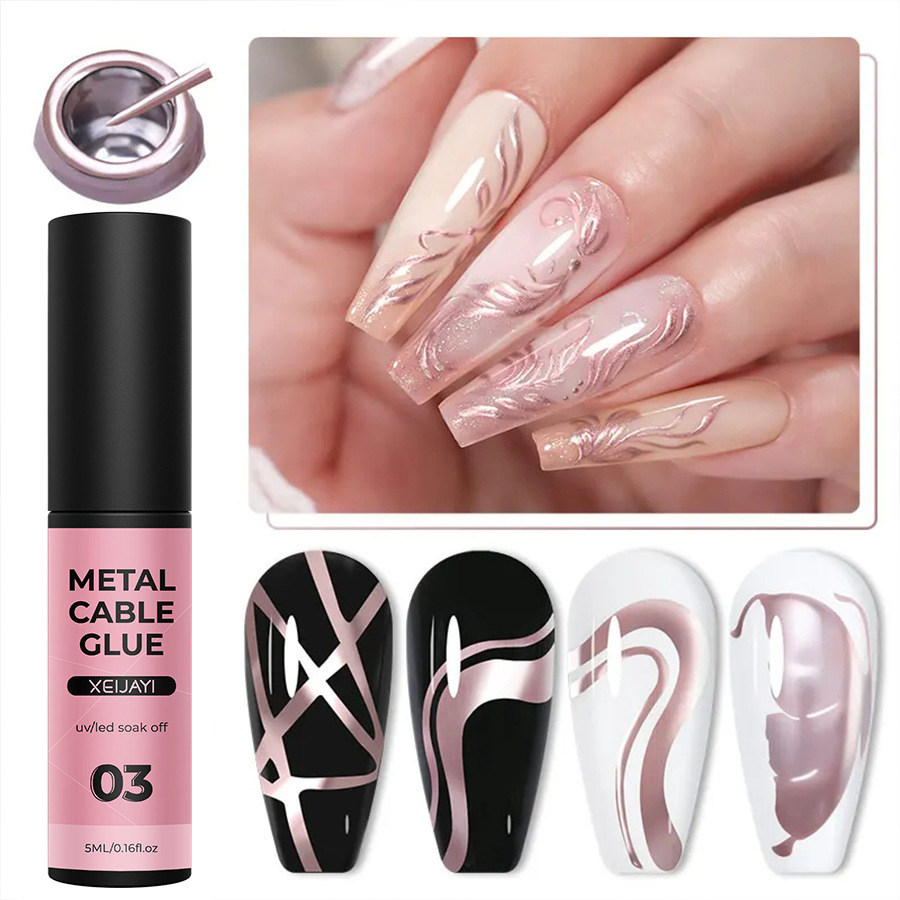 5ml de línea de dibujo de uñas pegamento gancho borde pintado de alta densidad pegamento de metal fototerapia pegamento de dibujo de alambre para salón de uñas