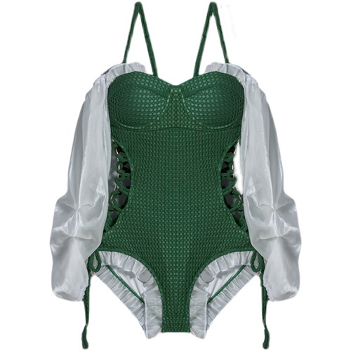 202 New Fashion Swimwear for Women in Hot Spring One-piece Covering Belly and Slimming Sunscreen Pure Desire Lady Swimwear Wholesale