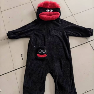 大嘴怪连体睡衣冬情侣加绒加厚搞怪保暖家居服长发大头鱼睡袍代发