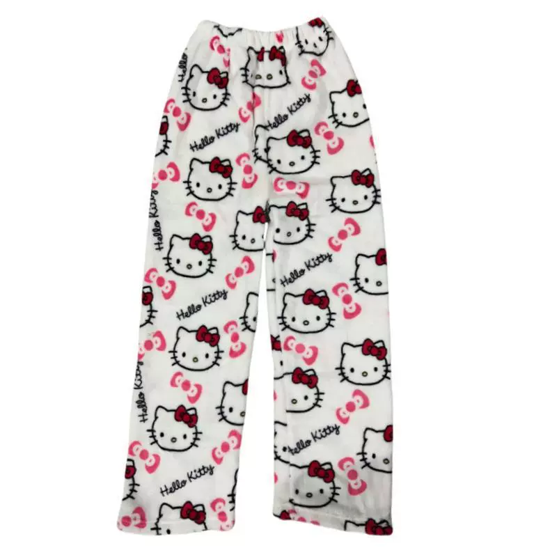 Фланелевые штаны Hello Kitty (женские) — тёплые флисовые пижамные брюки, размеры M–2XL