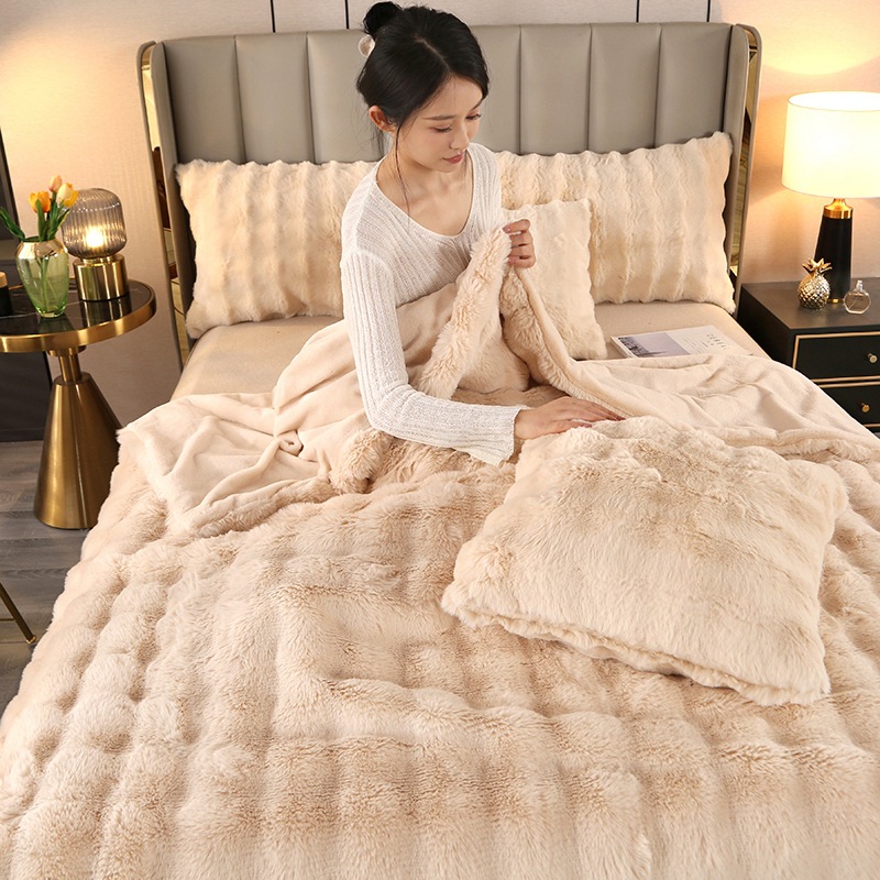 Inswind imitación de mantas de goma espumosa mantas cálidas mantas de siesta de sofá suave mantas de lana de doble cara