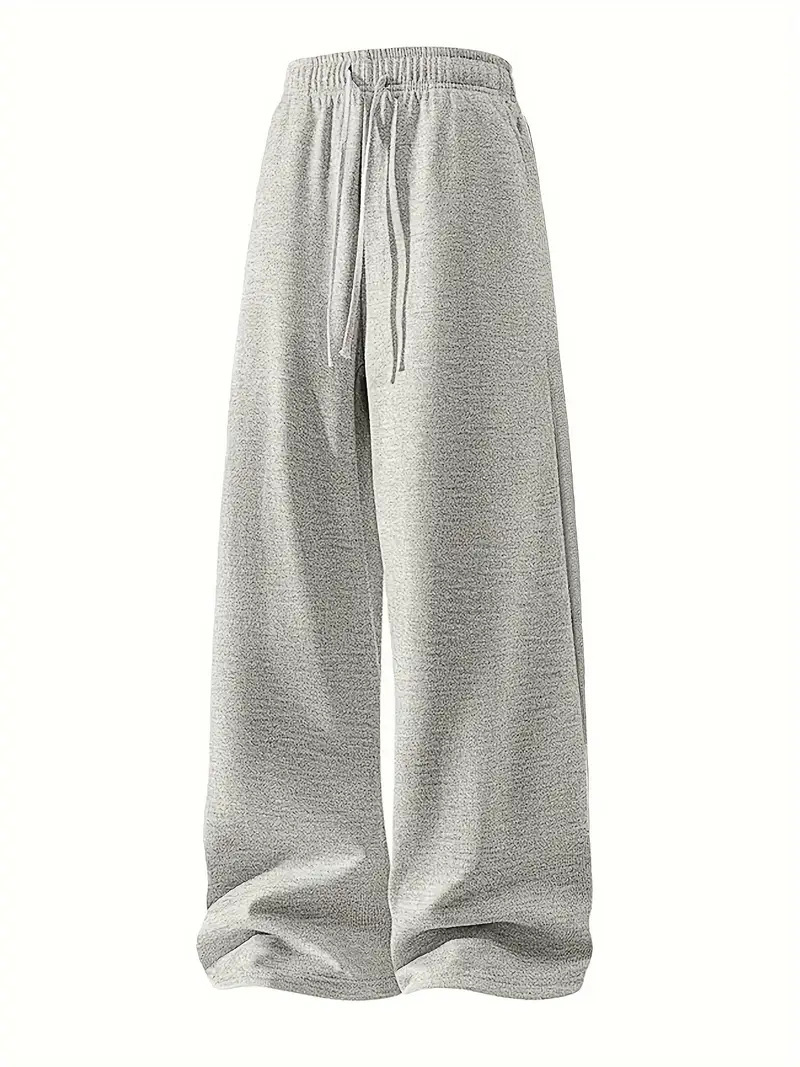 ​Men's Straight-Leg Pants – Vintage-Inspired Polyester Trousers With Adjustable Drawstring (Unisex Streetwear Style)​_viptrois.com