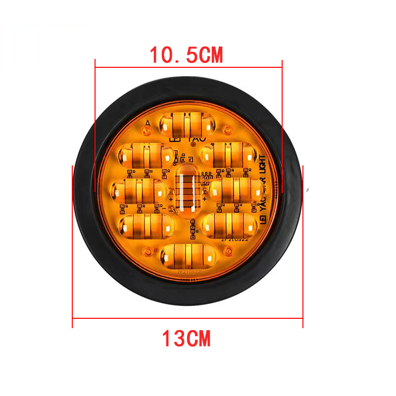 24V CIMC semi-trailer tail light truck 4inch reverse, turn, and brake light LED super bright waterproof round rubber light
