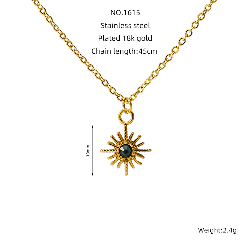 Collar de acero inoxidable retrógrado francés de ocho estrellas personalidad de moda de estilo de moda de colgante de metal de acero de acero clavícula para mujeres