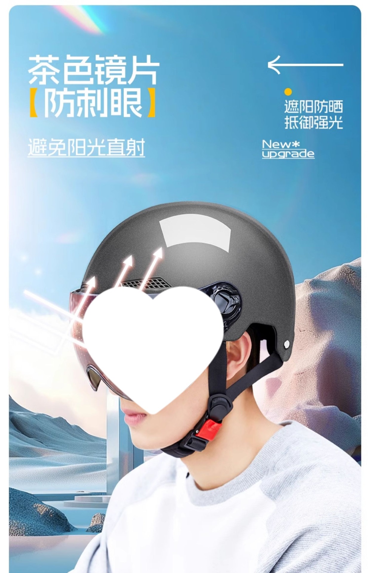 3C Certified Helmet for Electric/Motorcycle, Universal, Sunscreen