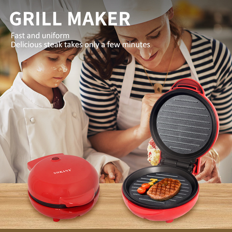 Export Mini Steak Maker Single-Person Breakfast Machine Baking Grill Toaster Sandwich Maker 853 Sokany
