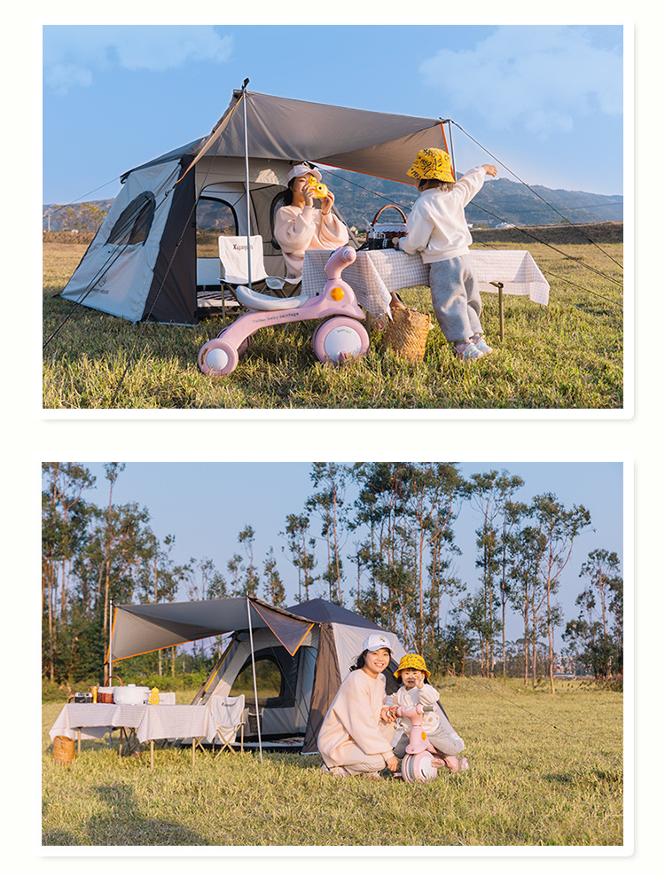 Tent Outdoor Portable Folding Automatic Quick-opening Black Rubber Oxford Cloth Camping White Delicate Camping Anti-rainstorm