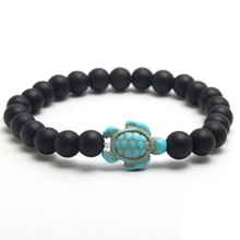 新款蓝色松石乌龟火山石虎眼石白松石多款天然石男女款弹力手链