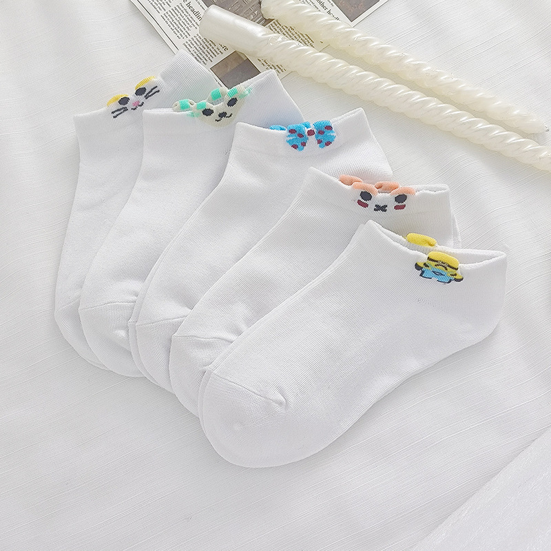 Spring and summer thin cotton socks Japanese white short tube socks daily breathable student socks children's shallow mouth cute socks