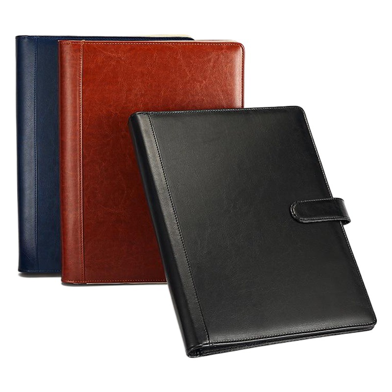 A4 carpeta multifuncional de cuero de hojas sueltas con calculadora de negocios gerente clip de oficina de ventas pin clip