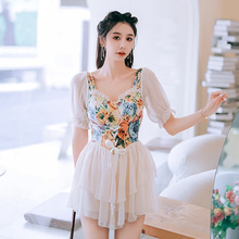 游泳衣女连体2025新款保守遮肉显瘦性感大码胖MM韩国ins风泡温泉