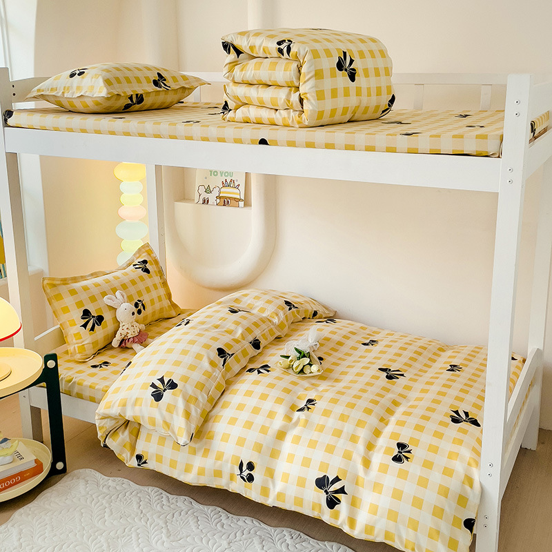 Ice Silk Cooling Duvet Cover Student Three-piece College Dormitory Aloe Vera Cotton Four-piece Student Bedding Set, Quilt And Mattress Pad_voghion.com
