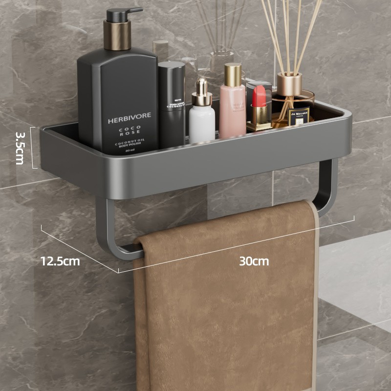 Pistola de baño gris triángulo almacenamiento rack montado en la pared de ponche-libre baño Baño lavabo esquina almacenamiento