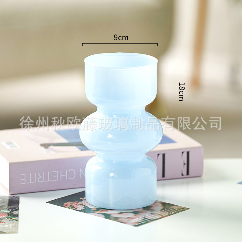 Jarrón de vidrio de barril cónico, estilo nórdico, simple, grande, jarrón transparente, arreglo floral, decoración de escritorio de alta gama, sala de estar