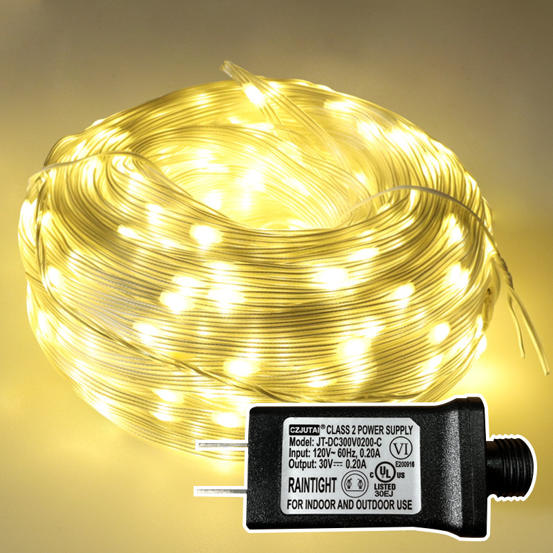 Transfronterizo 24V bajo voltaje LED solar Cadena de cuero Cadena de luz al aire libre impermeable luz de la secuencia de iluminación de luz decorativa árbol de bobinado pequeña luz de color