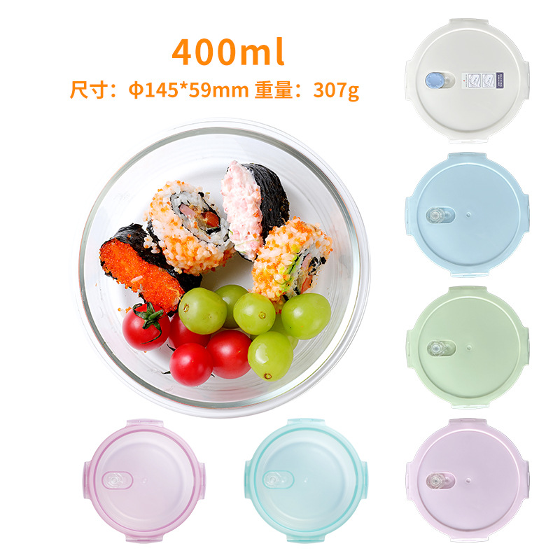 Caja de almuerzo de vidrio puede entrar en el horno de microondas caja de preservación de alta borosilicona personalizada para los estudiantes de oficina con la caja de almuerzo dividida sin sabor