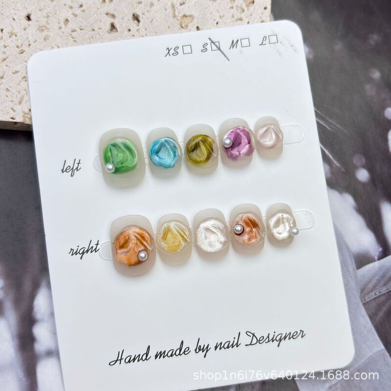 [Colorful Glaze] Pure Handmade Fun Funny Creative Candy Color Cat's Eye Wearing Armor Handmade Manicure Net Red