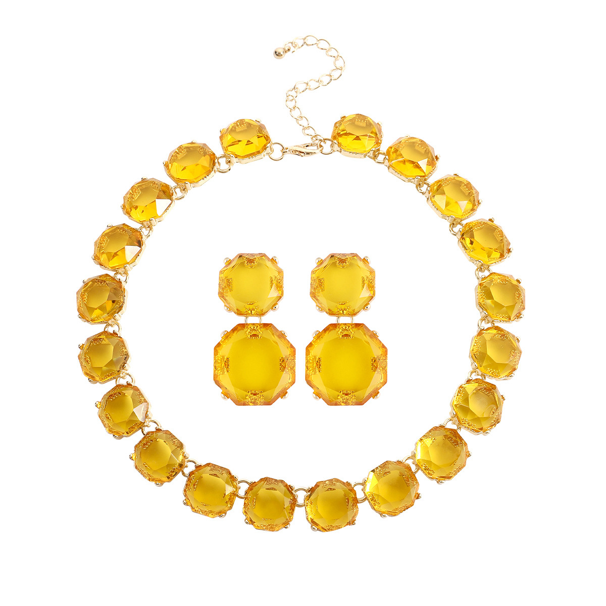 85g Weight Rhinestones Inlay Material Earrings, Necklace Classification Daily Occasion Alloy Material Geometric Pattern Women'S Gender Inlay Design Fashion Style Fashion Geometric Alloy Inlay Rhinestones Women's Earrings Necklace 13