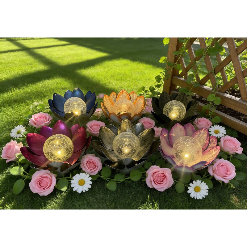 E-Commerce spot solar lotus lamp courtyard crack decorative lamp balcony outdoor garden layout landscape lotus lamp