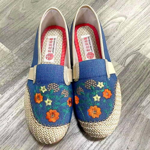 2024 Spring New Ethnic Style Women's Shoes Comfortable Soft Sole Embroidered Tendon Sole Foreign Trade Women's Shoes Dropshipping