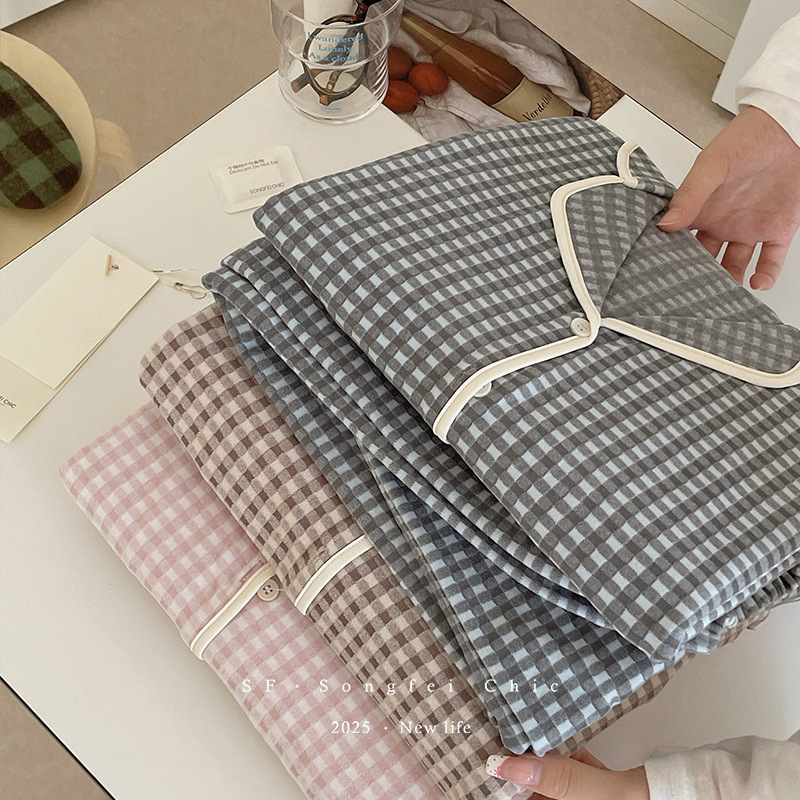 2025新款翻领磨毛秋冬家居服女套装宽松休闲可外穿保暖睡衣两件套|undefined