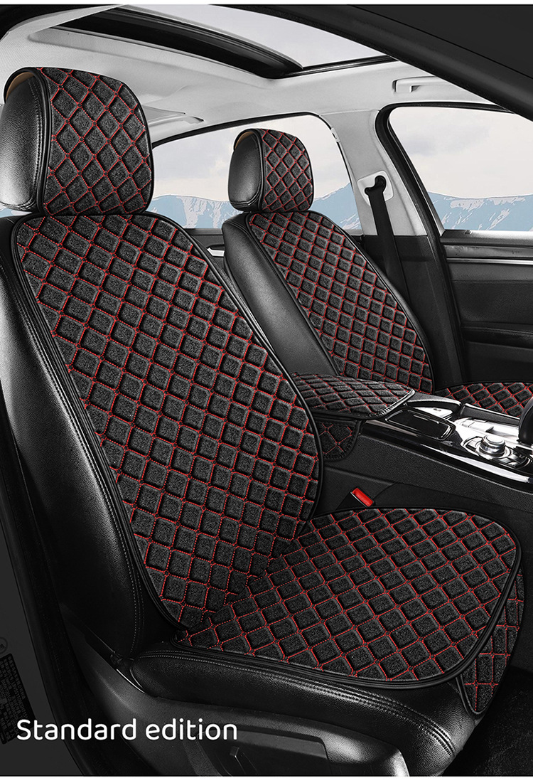 Cross-Border Popular Car Seat Cushion, Universal for All Seasons, Tie-Free Anti-Slip Three-Piece Set, Five-Seat Linen Seat Cushion, Drop Shipping