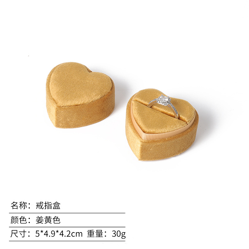 Caja de anillo coreana de terciopelo en forma de corazón, caja de colgante, caja de joyería de alta calidad, fábrica al por mayor en stock