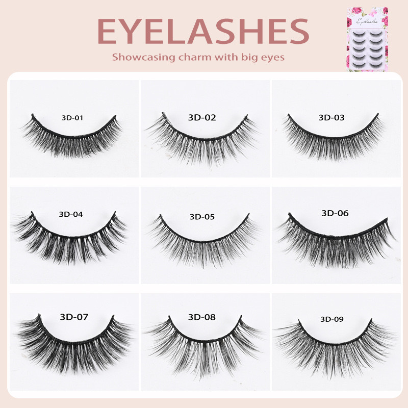 Comercio exterior europeo y americano grueso rizado 3D desordenado para el cabello, pestañas postizas, pestañas delgadas naturales al por mayor