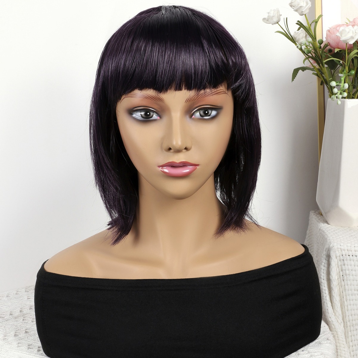 Fibra química al por mayor bob cabello pelucón mecánico pelucón cubierta de pelo