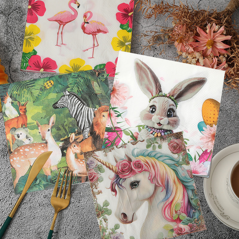 Animal Easter Bunny Printed Napkins Cartoon Style Party Restaurant New Printed Disposable Napkins