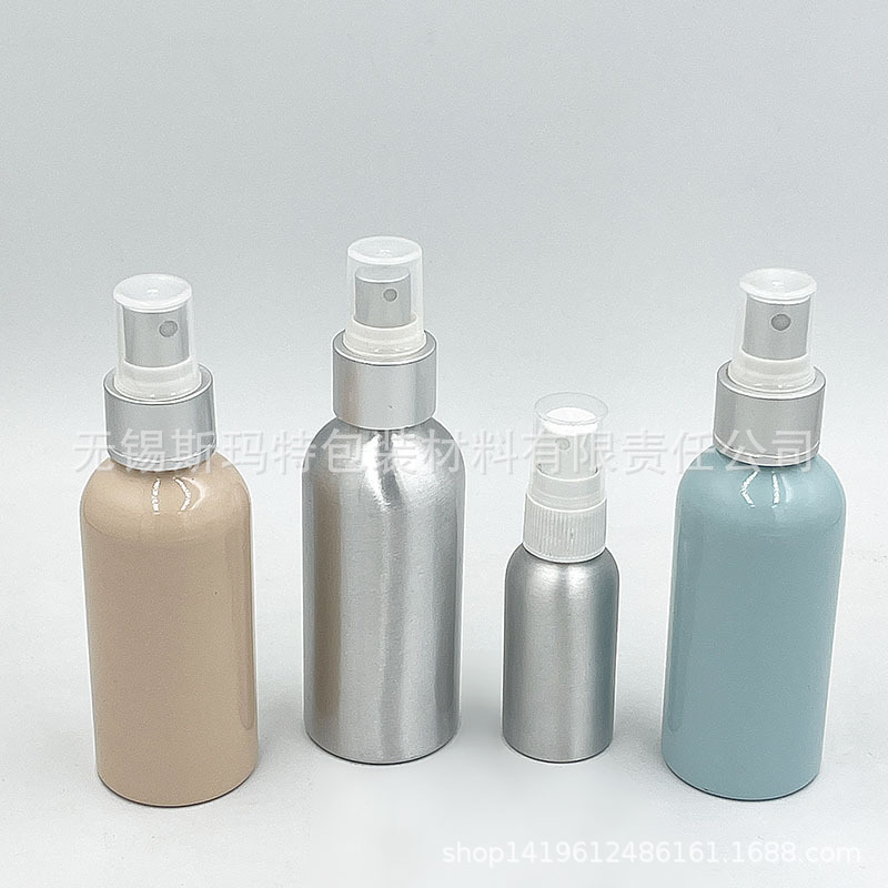 厂家供应各种底色玫瑰纯露铝瓶化妆品铝瓶精油瓶