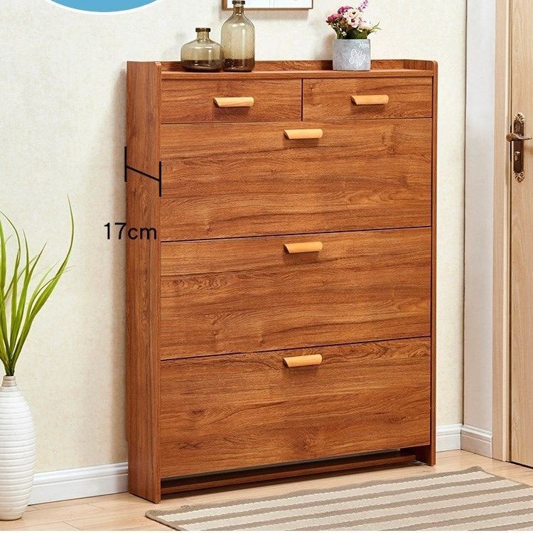 Shoe Cabinet with Drawer, Household Door Flip Bucket Small Shoe Cabinet, Multi-Functional Living Room Simple Shoe Rack, Artificial Board