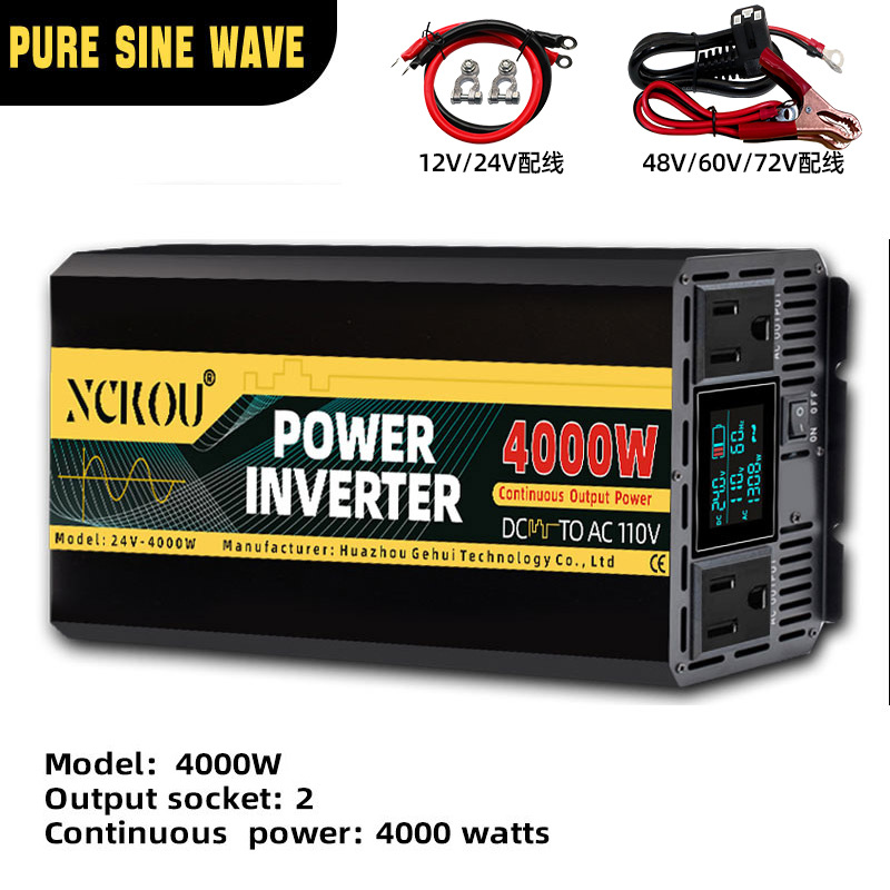 Fábrica directa de alta potencia inversor de onda sinusoidal pura 12v24v 110v convertidor de potencia montado en automóviles