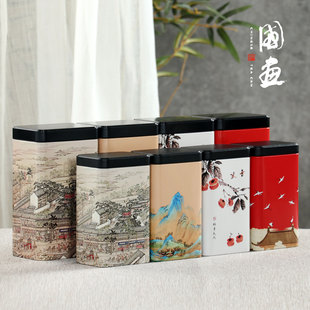 Box 125g half catty tea tin National style creative spot green tea black tea Pu'er Tea square tinplate