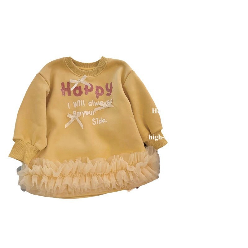 25 otoño y invierno bebés letras dulces impresión de manga larga empalme camiseta de malla