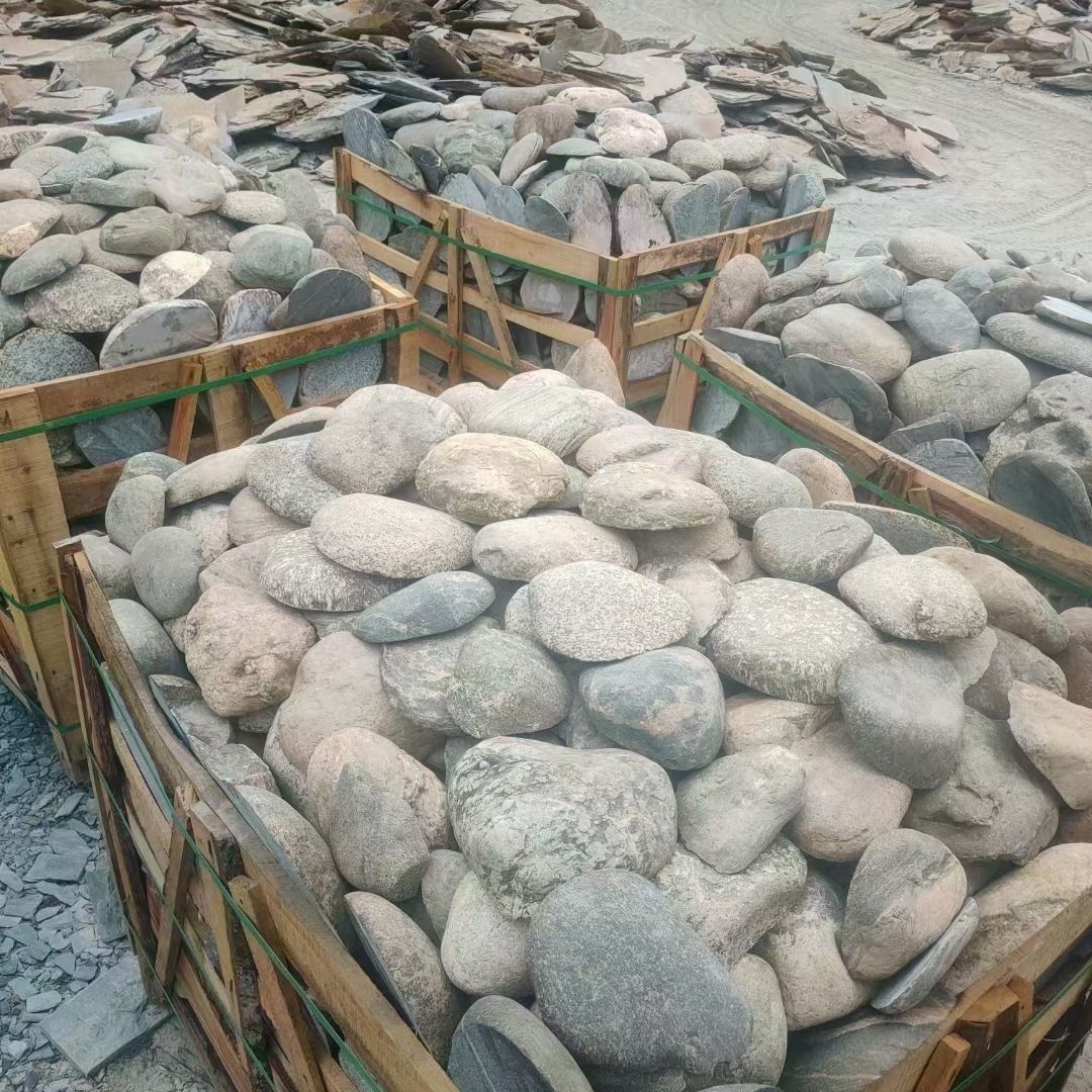 批发天然鹅卵石切片 河卵石切片石 铺路鹅卵石桑拿石建筑外墙E18