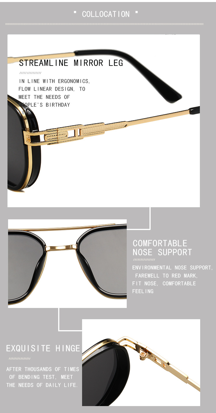 Retro Square Sunglasses For Men Uv Protection Metal Frame Style_voghion.com