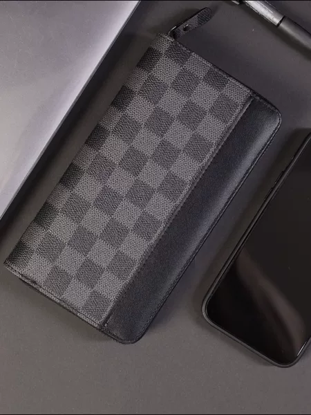 Business multifunctional men's long wallet case, trendy youth clutch bag, personalized zipper wallet with large capacity
