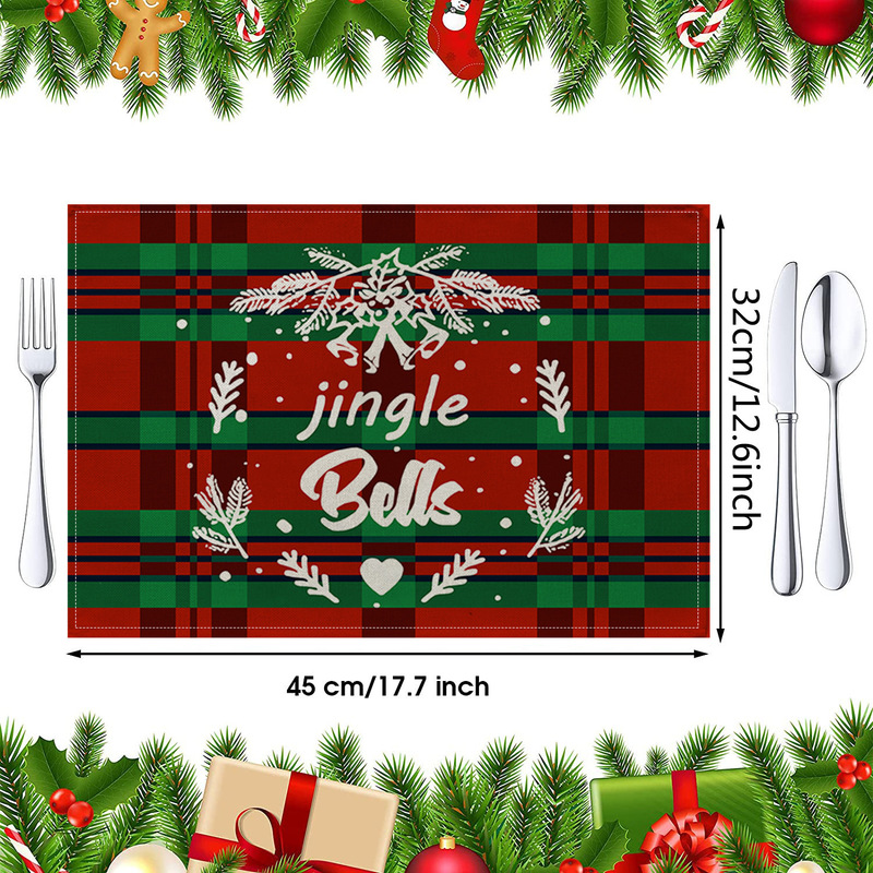 Jity Amazon 人気のクリスマスプレースマット レストラン雰囲気レイアウト テーブルマット リネンプリント断熱マット 洋食マット|undefined