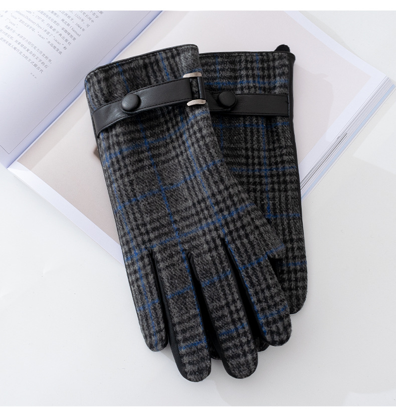 Business, Formal Occasion Plaid Pattern Men's Business Retro Plaid Gloves 1 Set