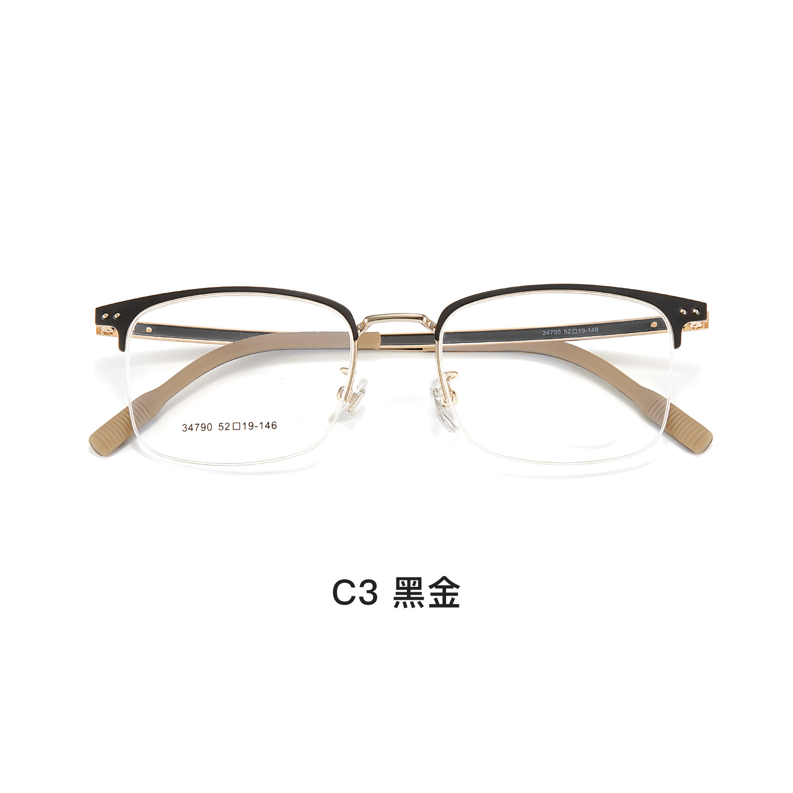 Voss el mismo marco de gafas de aleación de medio marco de negocios de doble punto cabeza de pila superelástica puede equiparse con marco de gafas de miopía al por mayor