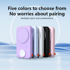 新しいツーインワン磁気パワーバンク携帯電話時計モバイル電源ワイヤレス充電スタンドとケーブルギフト付き