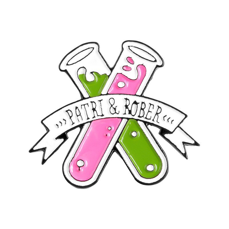Productos químicos creativos botella química serie broche traje alcohol lámpara microscopio vaso de precipitados forma carta insignia