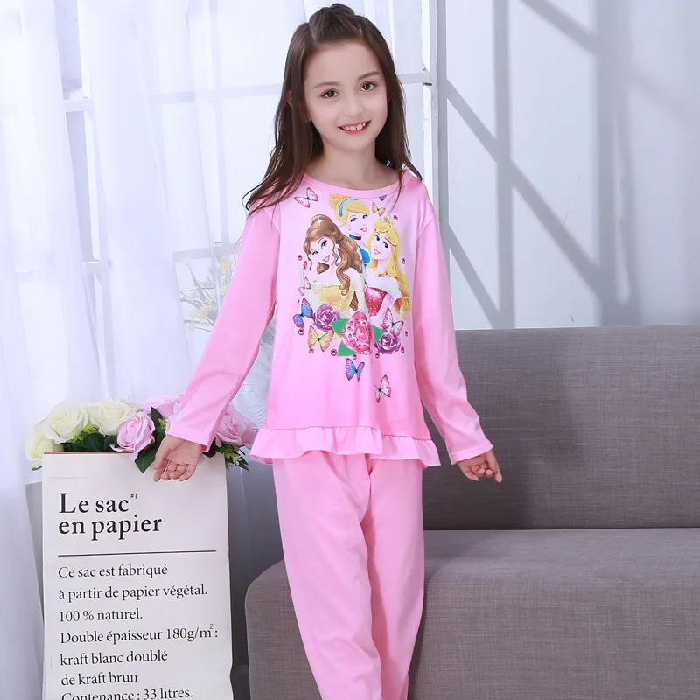 Pijamas infantiles de manga larga primavera y otoño verano niñas niños grandes ropa de aire acondicionado delgada princesa bebé set de ropa de hogar